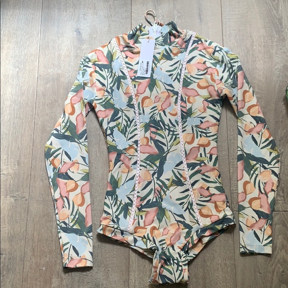 Beautiful flower prints surf suit